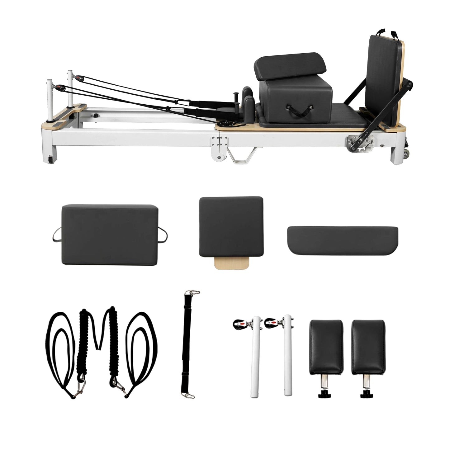 Folding Pilates Aluminum Alloy Reformer Black